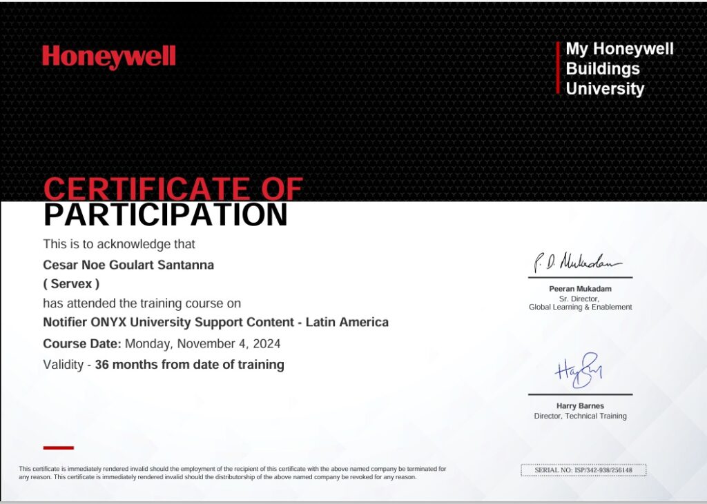 Certificação Notifier ONYX University Support Content - Latin America