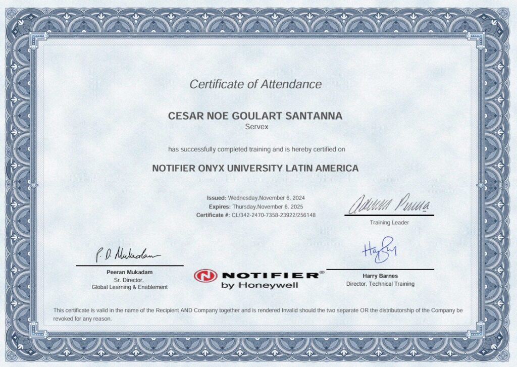 Certificação Notifier ONYX University Support Content - Latin America